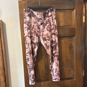 adidas Pink and Brown Abstract Leggings with pockets